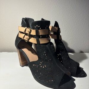 Womens Ankle Suede Zip Back Heels Sandals boot shoes